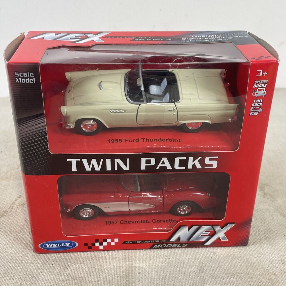 NEX Twin Pack Scale Model 1957 Chevrolet Corvette & 1955 Ford Thunderbird Sealed